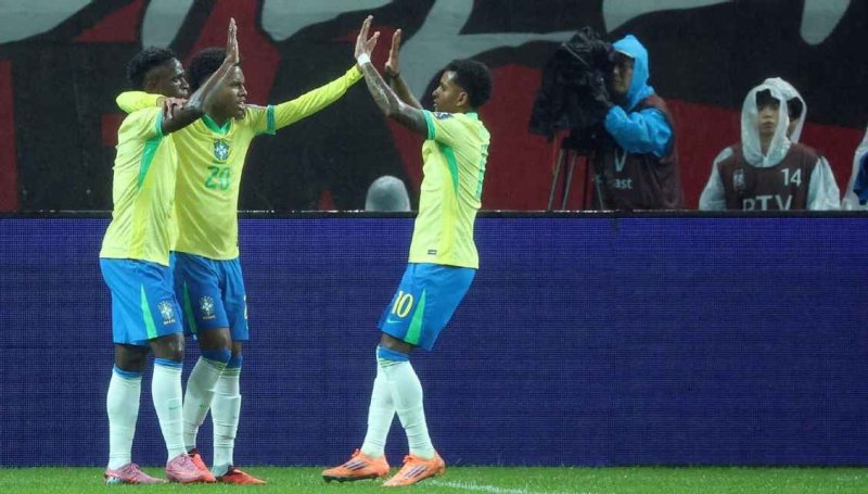 Com show de Est&ecirc;v&atilde;o, Rodrygo e Vini Jr. Brasil passa por cima da Coreia do  Sul por 5 a 0 - Diamante Online