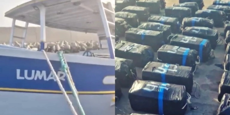 Barco com bandeira brasileira estava com 1,6 tonelada de cocaína - Reprodução/Instagram Polícia Judiciária de Portugal