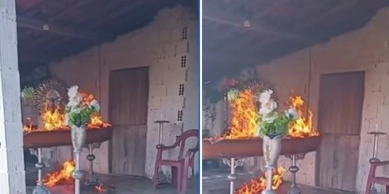 Facção invade velório e incendeia corpo de rival morto em intervenção policial no Interior do Ceará - Redes Sociais