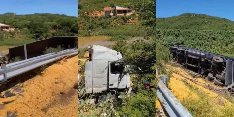 A carreta havia partido do estado da Bahia e tinha como destino a cidade de Patos. - Reprodução