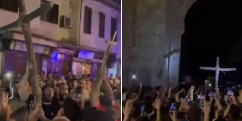 Cristãos protestaram contra a perseguição em Damasco. - Reprodução/Instagram/The Christians Of The East