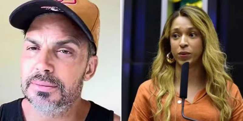 Pastor Flávio Amaral (á esquerda) e deputada Erika Hilton (à direita). - Reprodução