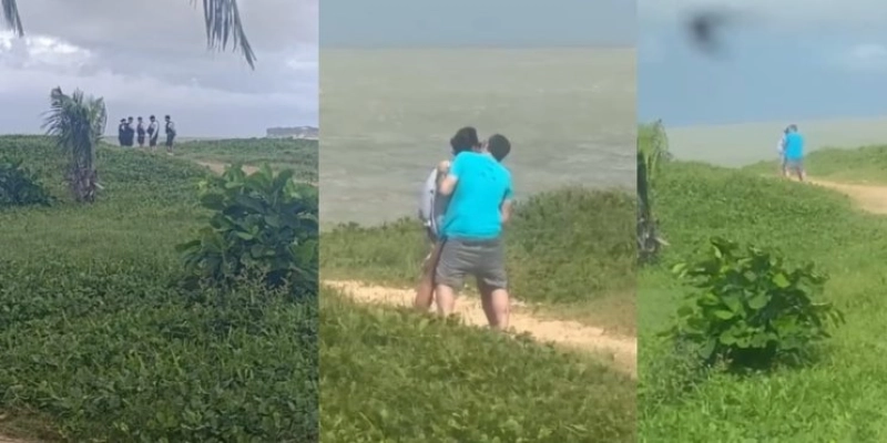 Vídeo mostra momento que em PM surpreende casal que fazia sexo em praia de João Pessoa - Redes Sociais