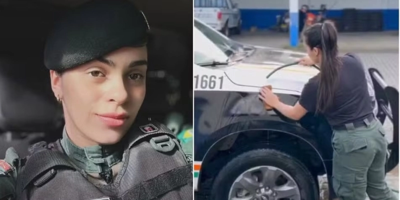 Policial que publicou vídeo lavando viatura da polícia é punida com dois dias de prisão no Ceará - Arquivo pessoal