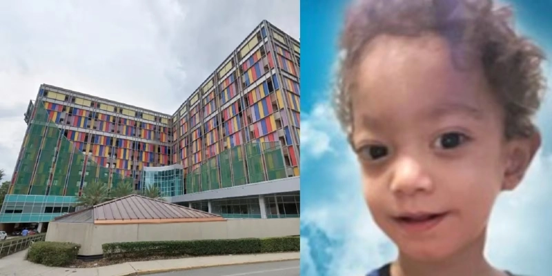 De’Markus Page (dir.) deu entrada em um hospital na Flórida (esq.) para tratar uma possível virose - Reprodução/Google Maps/J Brown Funeral and Cremation Services