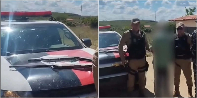 Armas apreendidas e suspeito preso - Reprodução/13° bpm/colagem