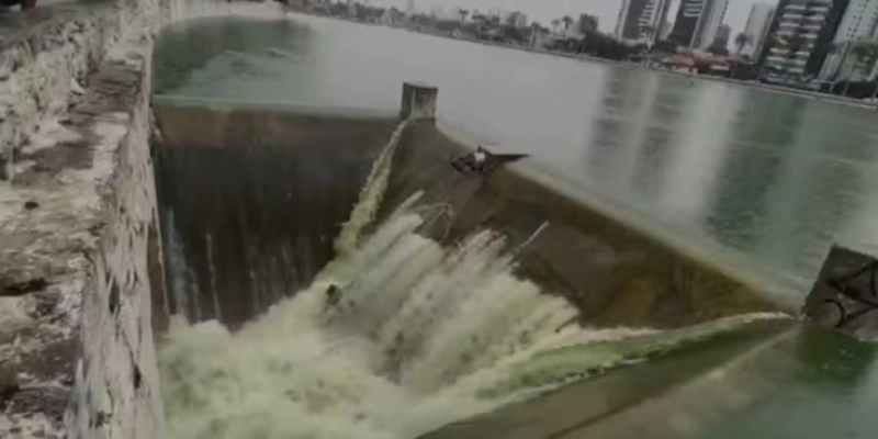 Chuvas provocam aumento do nível das águas do Açude Velho, em Campina Grande - Artur Lira/Reprodução/Arquivo Pessoal