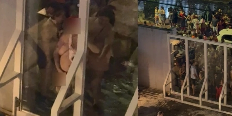 Foliões mostram pênis de borracha e fazem gestos obscenos para fiéis de igreja evangélica - Reprodução