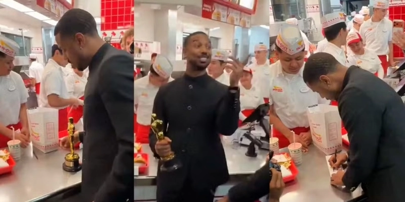 Oscar 2026: Michael B. Jordan comemora vitória em lanchonete - Reprodução/X