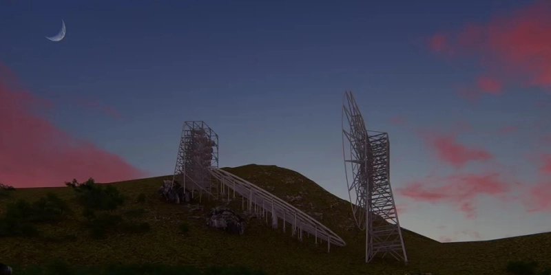 Representação do radiotelescópio BINGO, que vai entrar em funcionamento em Aguiar, na PB, em 2022 - Divulgação/BINGO