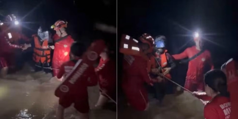 Casal é resgatado após ficar ilhado no Sertão da Paraíba - Reprodução/Corpo de Bombeiros