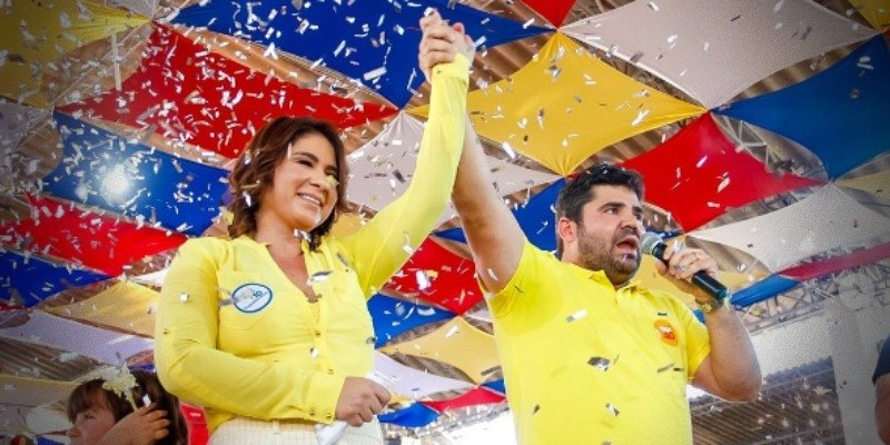 Calina Dantas e Azif Lemos durante campanha em 2024 - Reprodução