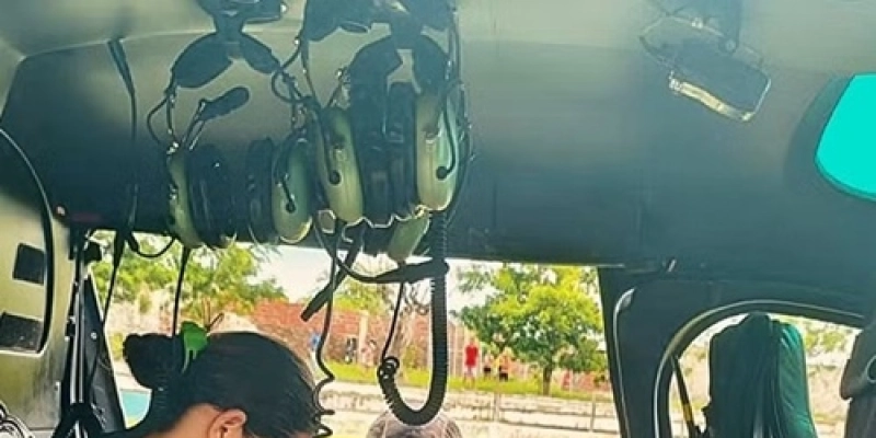 Mulher dá à luz em área isolada por chuvas e é resgatada de helicóptero na PB - Divulgação/GTA-PB