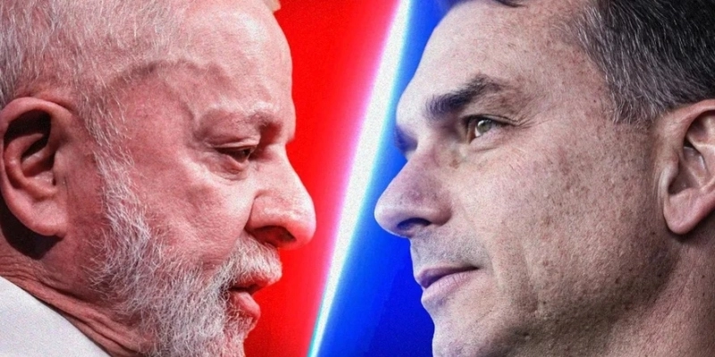 Lula e Flávio Bolsonaro - Arte/Metrópoles sobre fotos de Vinícius Schmidt/Metrópoles