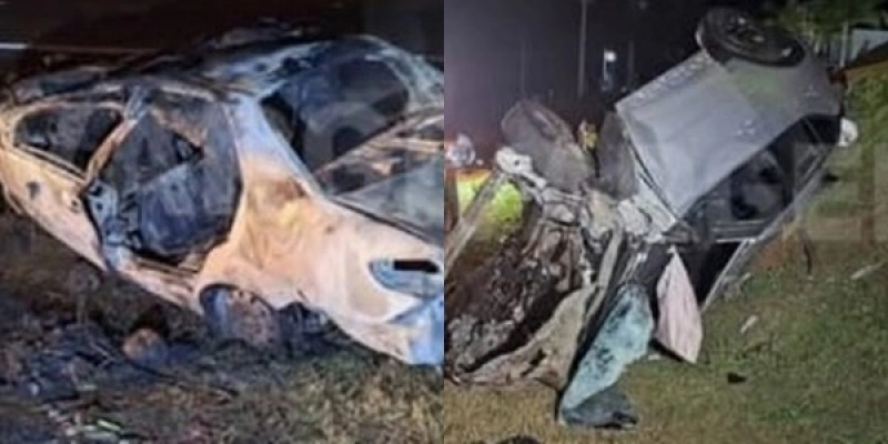 Colisão frontal envolveu dois carros. - Redes Sociais