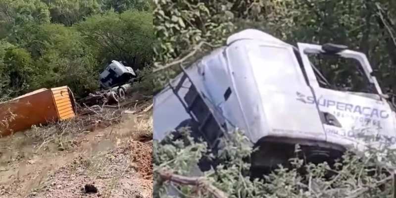 Homem morre após tombar carreta na Serra de Santa Luzia - Reprodução