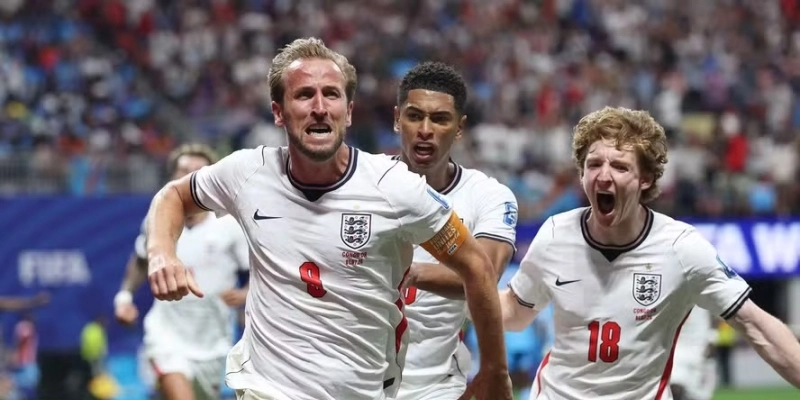 Seleção inglesa comemora após gol de Harry Kane - Getty Images via AFP