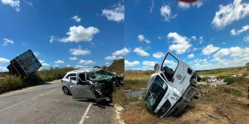 Colisão entre caminhão e carro na PB-238 - Divulgação - 4ª CPTran