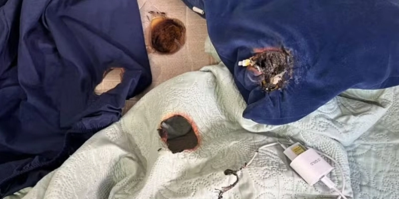 Carregador de celular pega fogo e queima colchão enquanto jovem dormia em João Pessoa - Arquivo Pessoal/Domires Reis