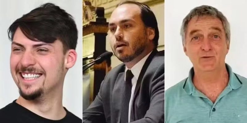 Jair Renan Bolsonaro, Carlos Bolsonaro e Renato Bolsonaro - AFP / Divulgação / Reprodução