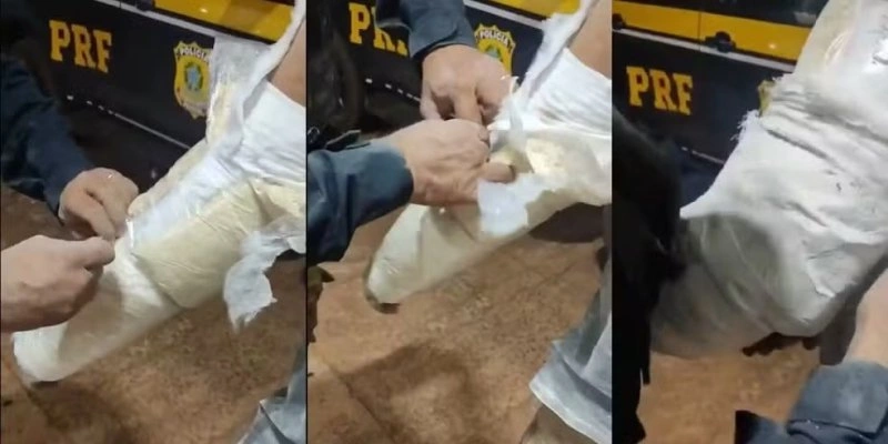 Droga foi encontrada sob gesso falso, na BR-262. - PRF/Reprodução