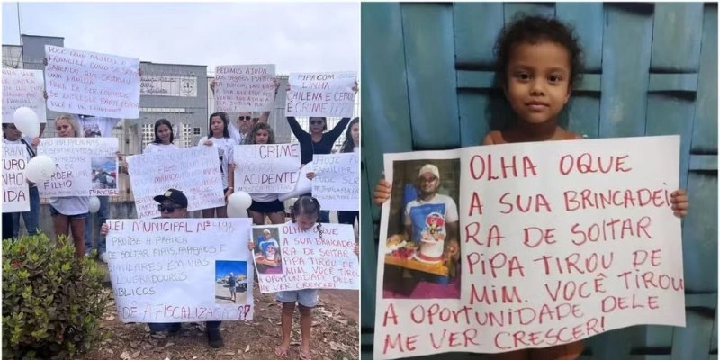 Familiares cobram por justiça após a morte de Franciel, por causa de uma linha de pipa com cerol - Reprodução/Redes sociais