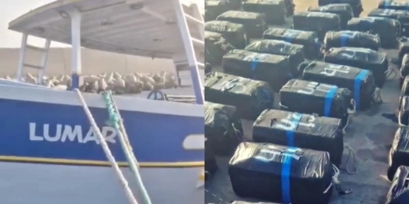 Barco com bandeira brasileira estava com 1,6 tonelada de cocaína - Reprodução/Instagram Polícia Judiciária de Portugal