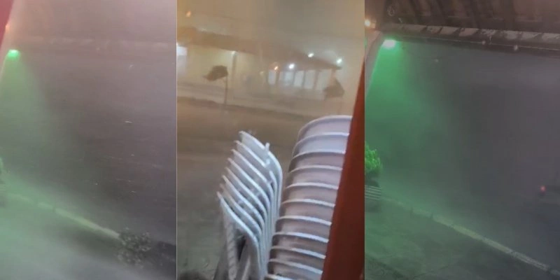 Chuvas e ventos intensos arrastam cadeiras de lanchonete em Catolé do Rocha - Redes Sociais