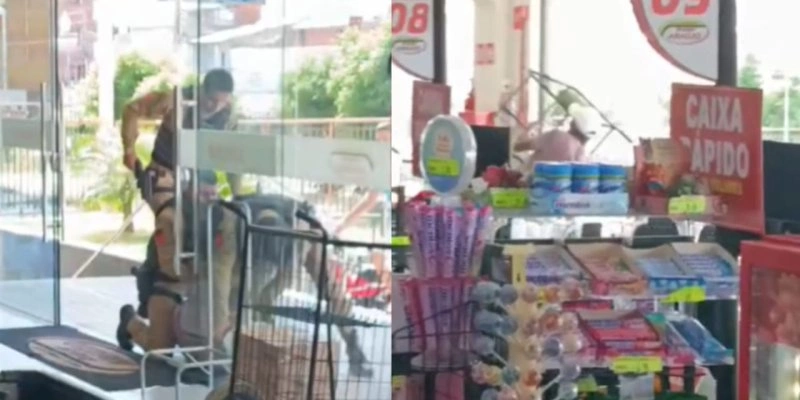 Homem vandaliza supermercado em Itaporanga - Redes Sociais