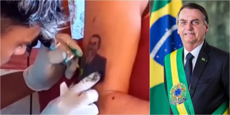 Homem tatuou foto de Bolsonaro - Reprodução