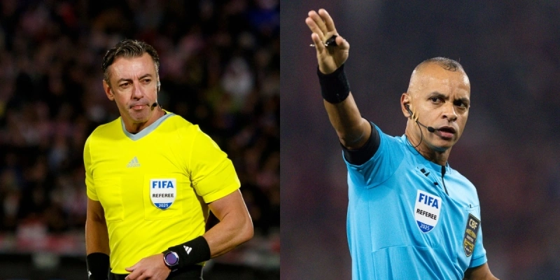 Raphael Claus e Wilton Pereira Sampaio, árbitros brasileiros - Eduardo Velázquez/Eurasia Sport Images/Getty Images e Rodolfo Buhrer/Sports Press Photo/Getty Images