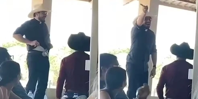 Padre durante leilão de cueca em festejo - Reprodução/Redes Sociais