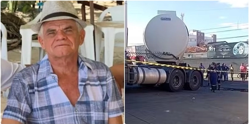 Idoso morre atropelado por um caminhão-tanque em Patos - Reprodução