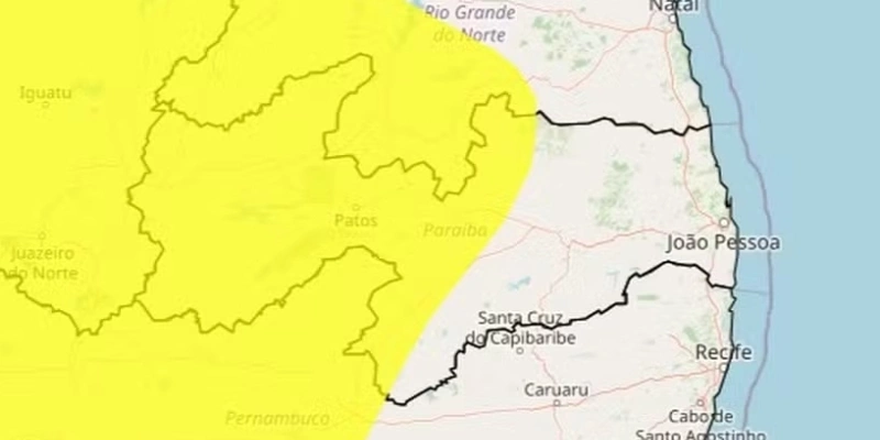 Inmet emite alerta de perigo de baixa umidade do ar para mais de 120 cidades da Paraíba - Divulgação/Inmet