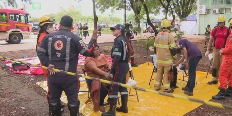 Subestação de energia, onde houve explosão no Ministério da Igualdade Racial, em Brasília - Raiane Sena/TV Globo